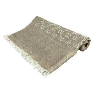 GUCCI - Beige Cream Wool Silk Scarf